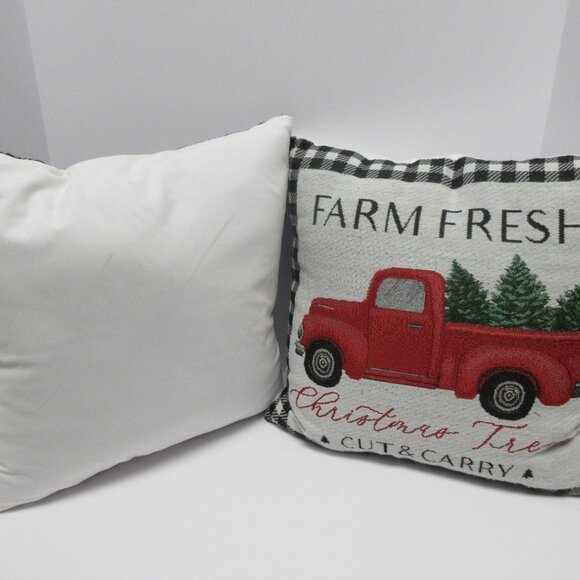 Christmas Pillows Farm Fresh Christmas Trees Cut&Carry Red Truck set of 2 - Picture 2 of 5